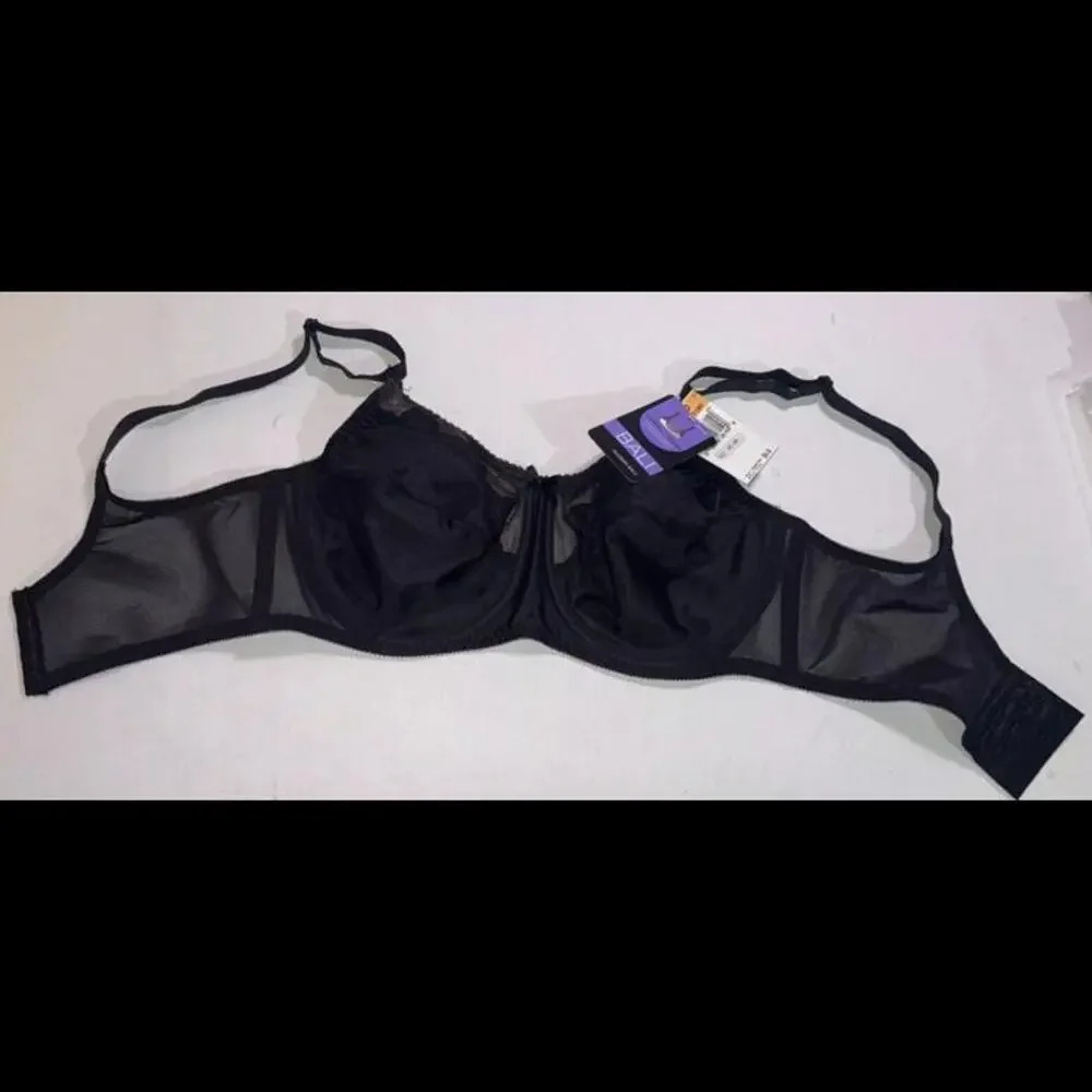 Bali 36DD Black Underwire Bra Flower Full Coverage Comfort  Floral Lace‎ NWT